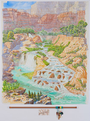 Seven Days by Havasu Creek – Navajo and Fifty Foot Falls · Looking West Southwest